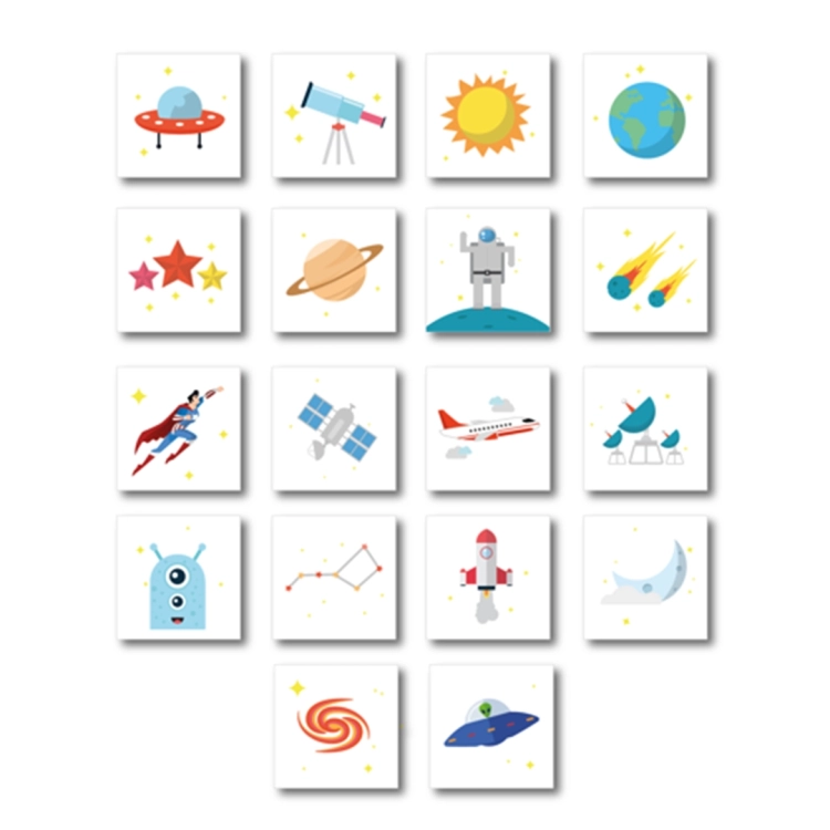 Plansza z rozłożonymi parami obrazków z gry Memo KOSMOS XXL