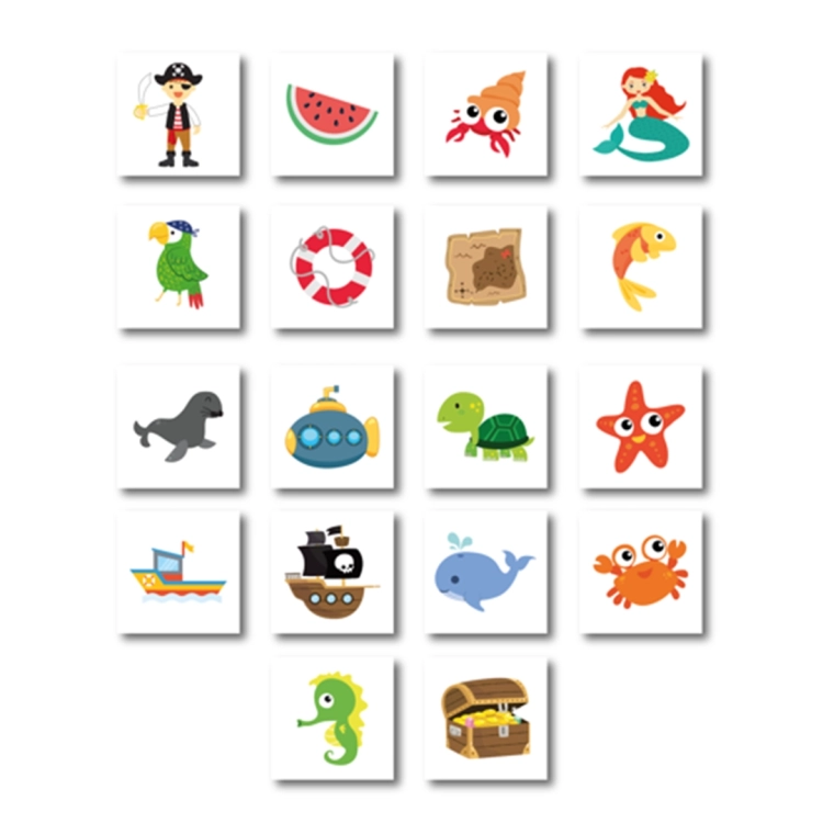 Karty z motywem wodnym z gry edukacyjnej Memo WODA XXL od Akson