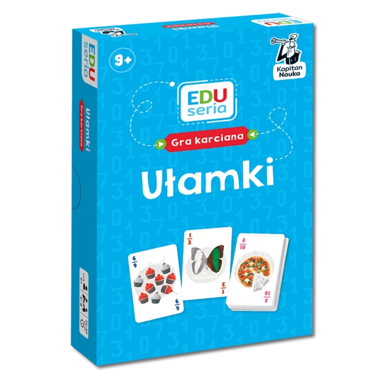 Opakowanie gry EDUseria Ułamki od Kapitan Nauka, gra edukacyjna dla dzieci 9+.
