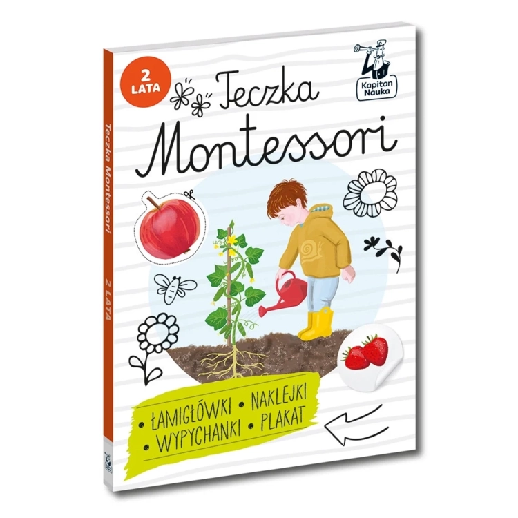 Okładka zestawu edukacyjnego Teczka Montessori 2 lata z łamigłówkami i naklejkami