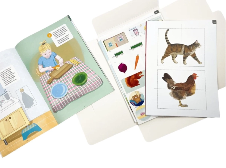 Teczka Montessori 2+ – otwarte materiały edukacyjne z ilustracjami do wycinania