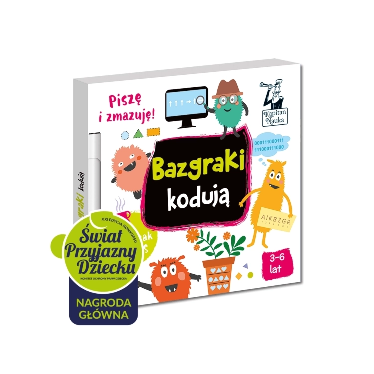Okładka książeczki edukacyjnej Bazgraki kodują Kapitan Nauka 4+