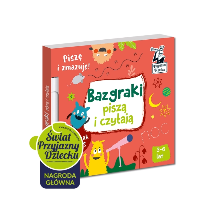 Okładka książeczki Bazgraki piszą i czytają – edukacja i zabawa 3+