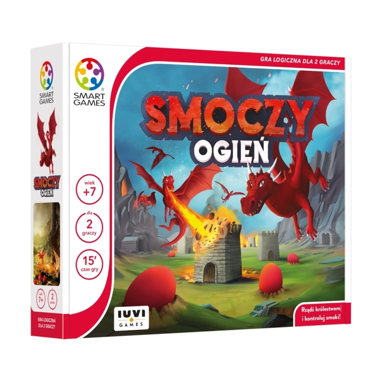 Opakowanie gry Smoczy Ogień Smart Games z grafiką smoków