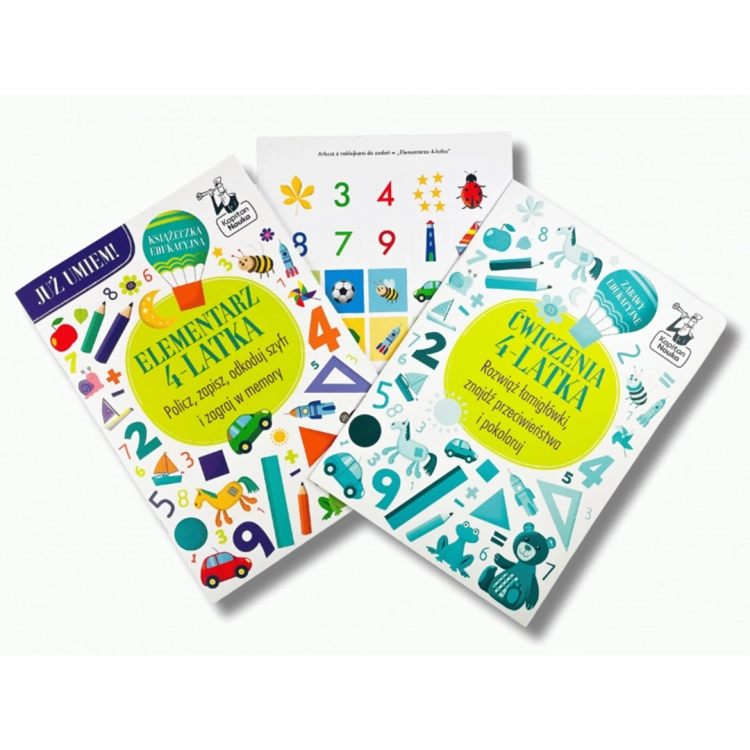 Elementarz i Ćwiczenia 4-latka z zestawu edukacyjnego Kapitan Nauka