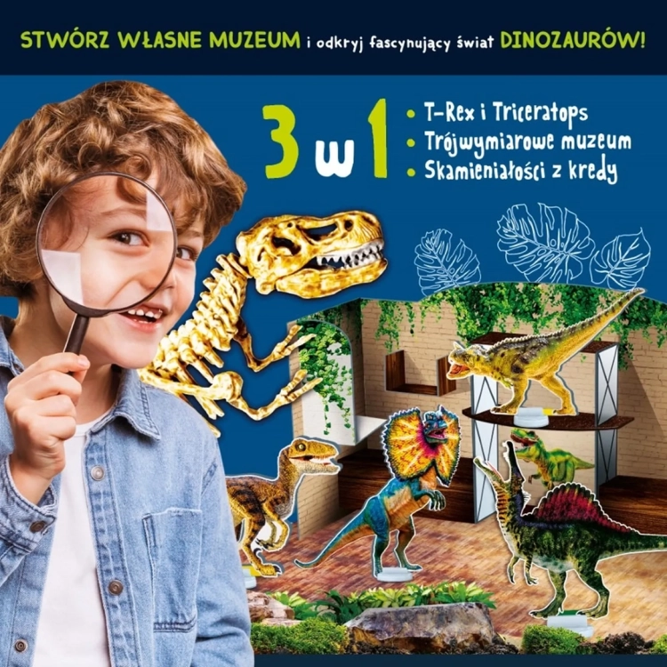 makieta muzeum dinozaurów z figurkami do składania lisciani
