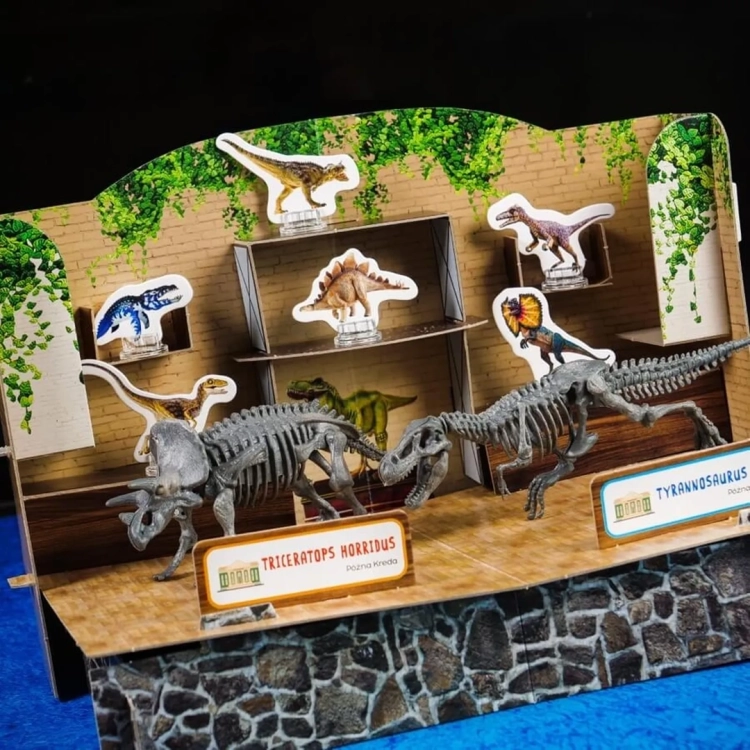 ekspozycja dinozaurów z zestawu laboratorium paleontologii lisciani