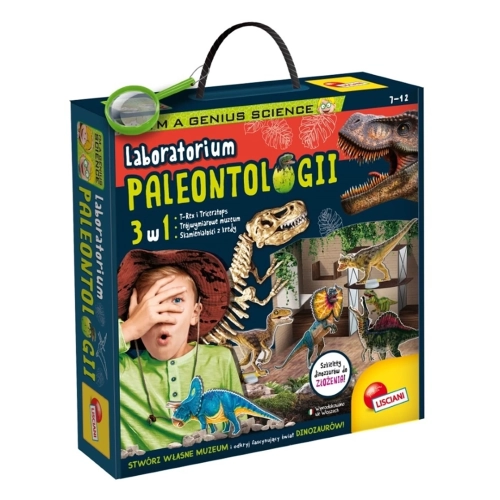 pudełko zestawu edukacyjnego laboratorium paleontologii lisciani 7+