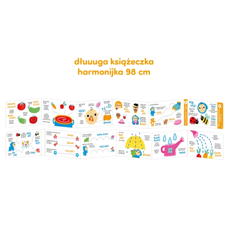 Rozłożona książeczka harmonijka Paluszkowe zabawy CzuCzu – długość 98 cm