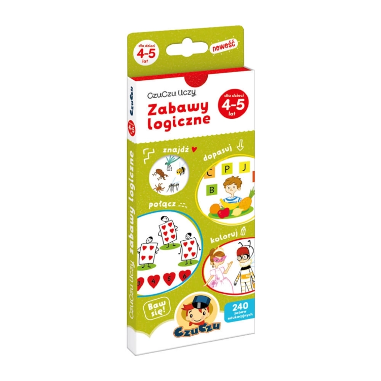 Chłopiec rysujący w książeczce CzuCzu Zabawy logiczne 4–5 lat