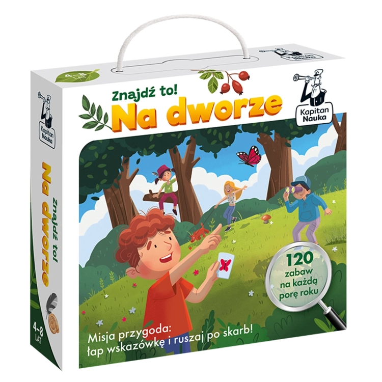 Opakowanie gry Znajdź to! Na dworze – gra edukacyjna Kapitan Nauka 4+