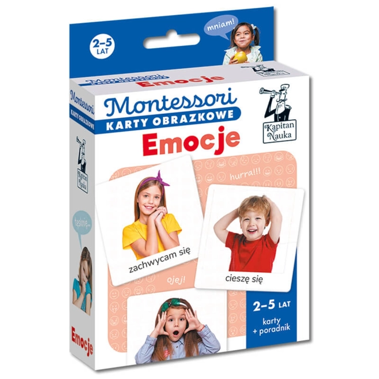 Opakowanie zestawu Montessori Karty Obrazkowe Emocje – Kapitan Nauka 3+