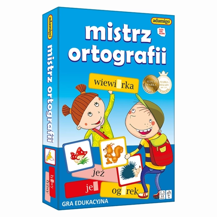 Opakowanie gry edukacyjnej Mistrz ortografii od Adamigo dla dzieci 6+