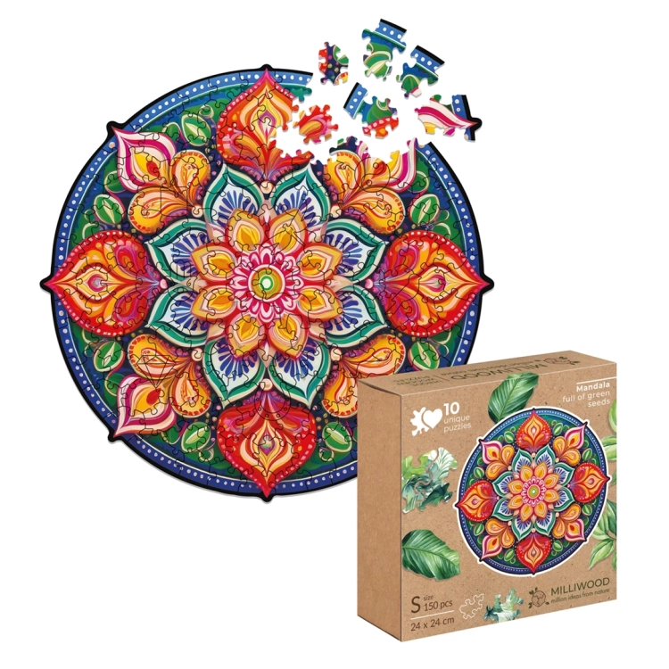 kolorowa mandala i pudełko puzzli mandala nadziei z detalami wzoru