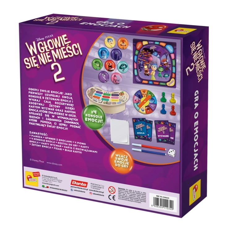Tył opakowania gry planszowej Lisciani Disney W głowie się nie mieści 2.