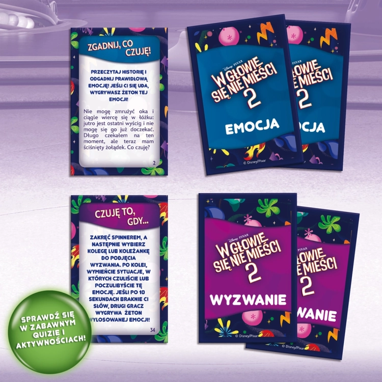 Karty emocji i wyzwań z gry planszowej Lisciani W głowie się nie mieści 2.