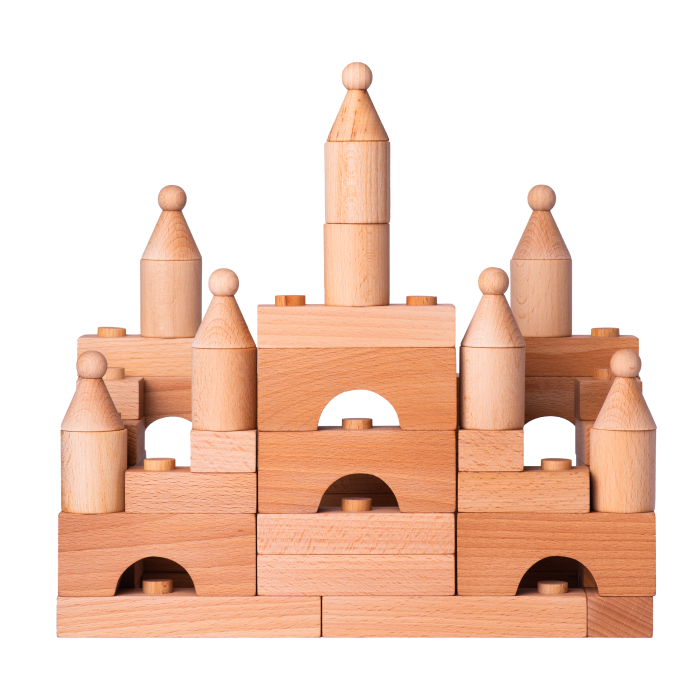 Drewniane naturalne klocki konstrukcyjne Cubito 56 el. - Tarnawa 3+