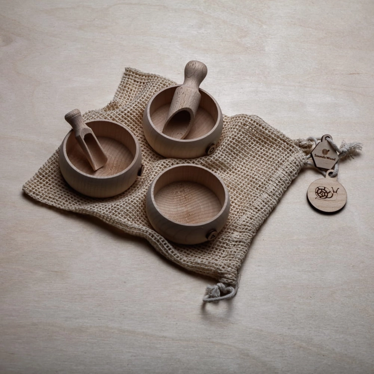 Elementy zestawu drewnianych puzzli edukacyjnych Puzzle Ktoś nas wsypał – Ślimak – Stuka Puka Sounds Wood