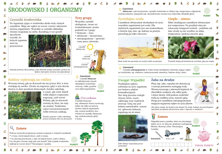 Książka edukacyjna Ekologia dla dzieci 7+ Multico - rozkładówka o środowisku i organizmach.
