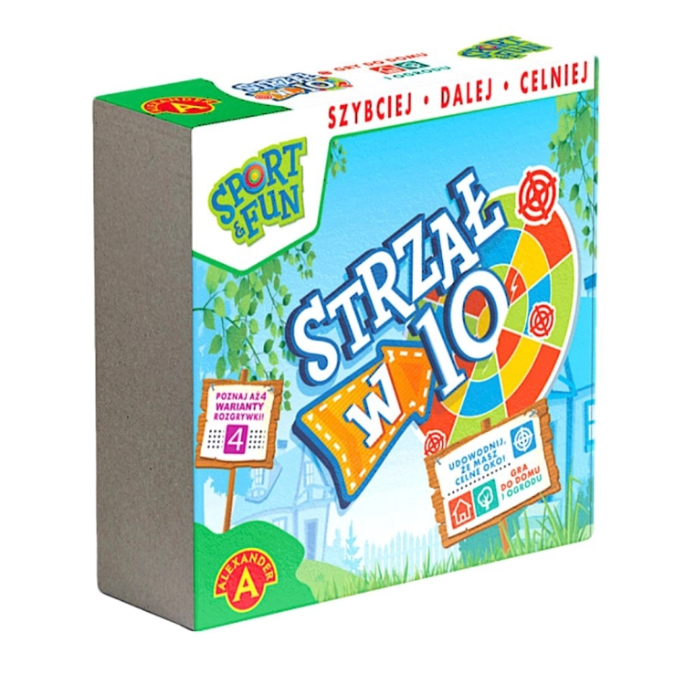 Boczny widok pudełka z grą "Strzał w 10" od Alexander.