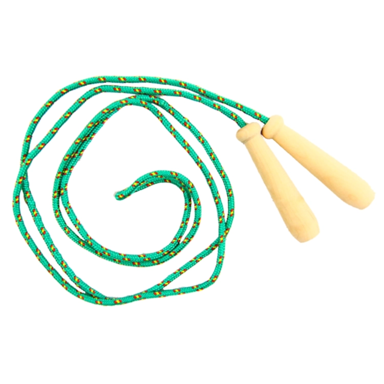 Skakanka sznurkowa z drewnianymi raczkami kolor zielony Akson