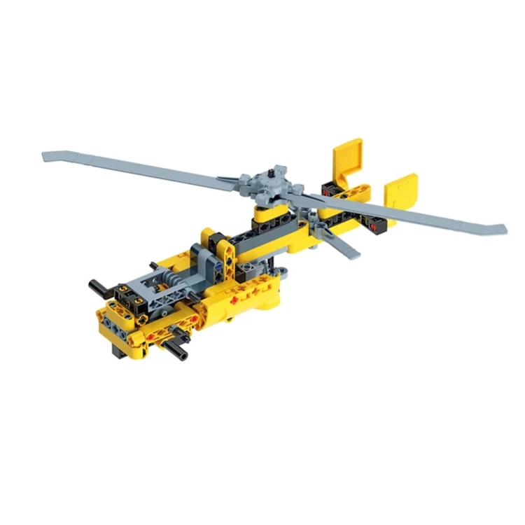 Model do składania Laboratorium Mechaniki Clementoni, helikopter w trakcie montażu, bez łopat wirnika.