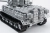 Metalowy model czołgu Tiger I, zbliżenie na kadłub i wieżę.
