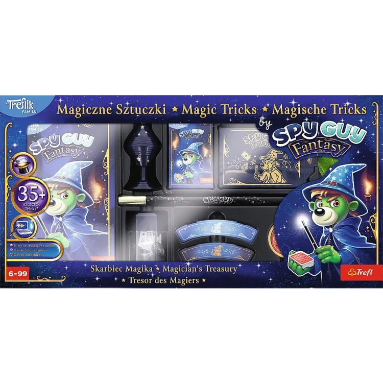 Zestaw Magiczne Sztuczki Spy Guy Fantasy Skarbiec Magika Trefl, opakowanie z widoczną zawartością.