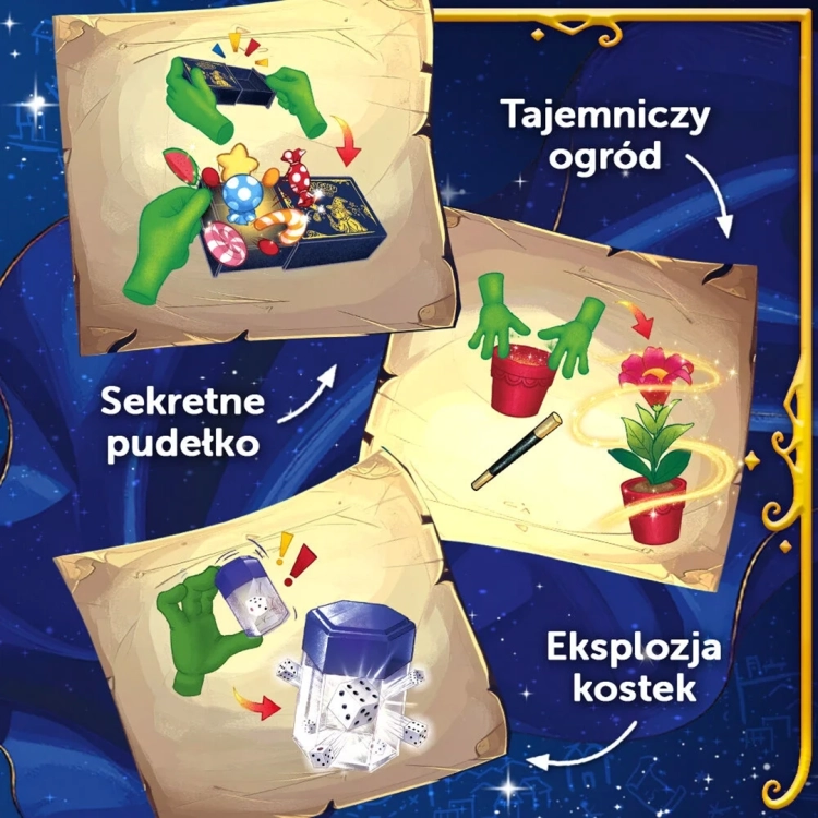 Magiczne Sztuczki Spy Guy Fantasy, instrukcje obrazkowe do sztuczek: Tajemniczy Ogród, Eksplozja Kostek.
