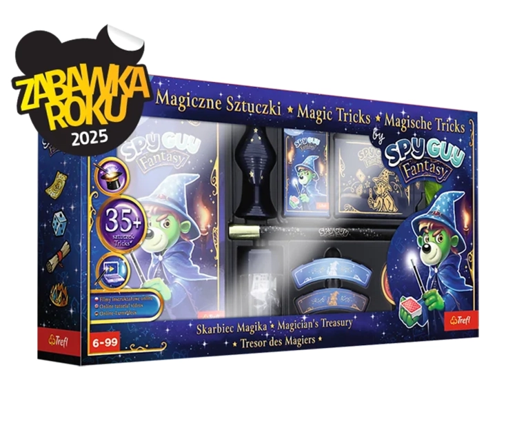 Opakowanie zestawu Magiczne Sztuczki Spy Guy Fantasy Skarbiec Magika, wyróżnienie Zabawka Roku 2025.