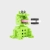 Złożona figurka żaby z klocków Mini Waffle Pocket Pets, widok pod kątem.