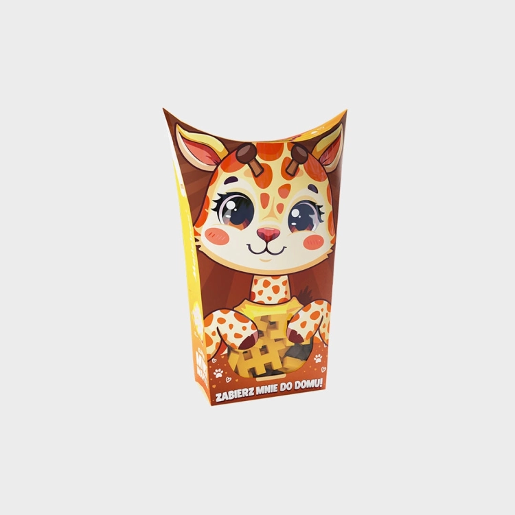 Klocki Marioinex Mini Waffle Pocket Pets Żyrafa, frontowe opakowanie z ilustracją żyrafy.