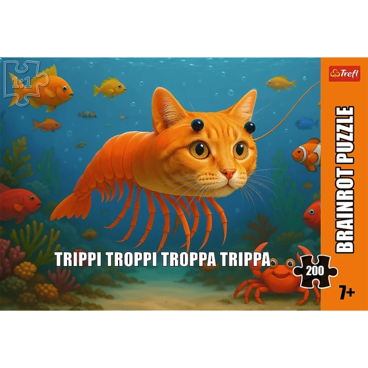Gotowy obrazek puzzli Trefl Brainrot 200 elementów, postać Trippi Troppi Troppa Trippa.