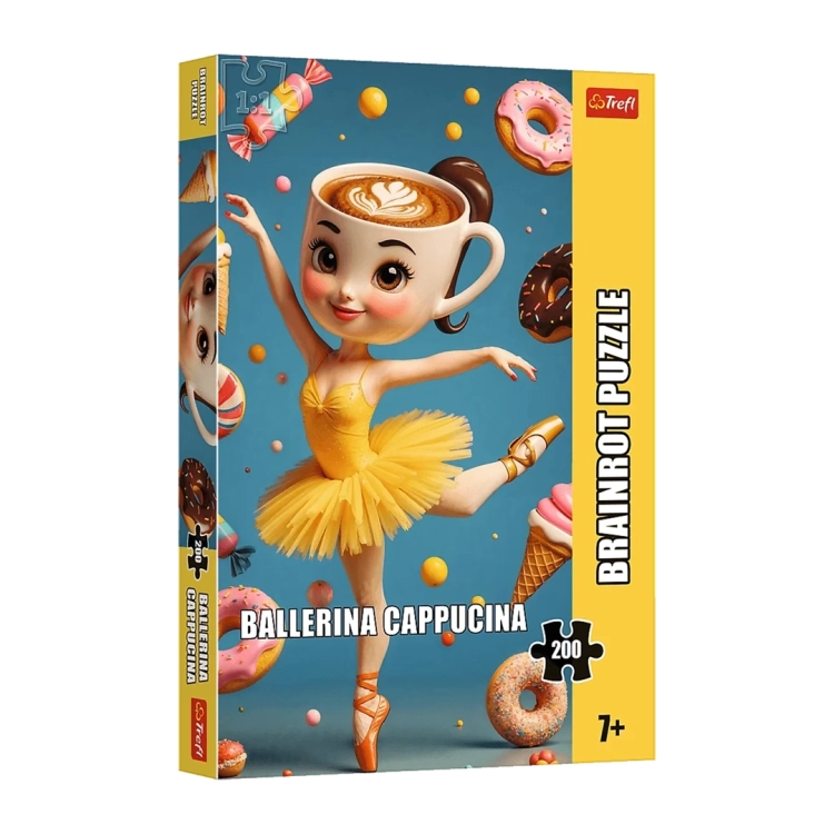 Opakowanie puzzli Trefl Brainrot 200 elementów, postać Ballerina Cappuccina