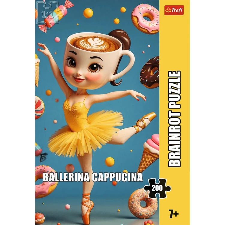 Gotowy obrazek puzzli Trefl Brainrot 200 elementów, postać Ballerina Cappuccina.