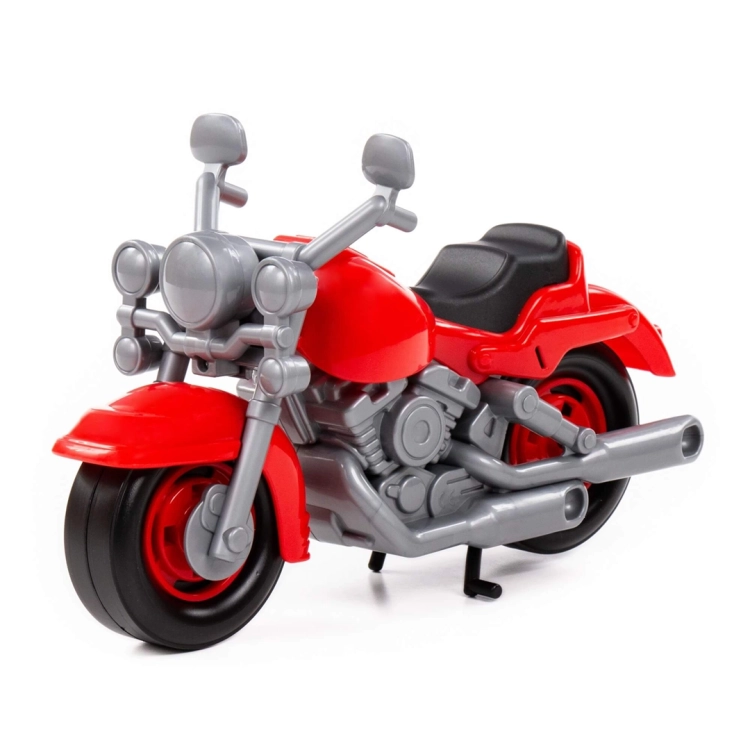 Zabawka Polesie, czerwony motor wyścigowy Kros, widok z przodu.