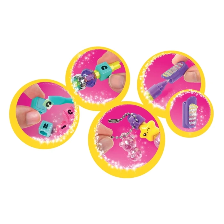 Ilustracje pokazujące proces montażu długopisu z wiadomością Clementoni.