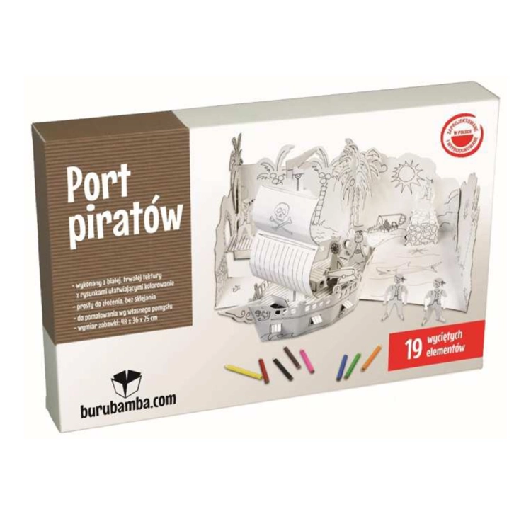 Statek - zabawka z kartonu do składania i malowania dla dzieci