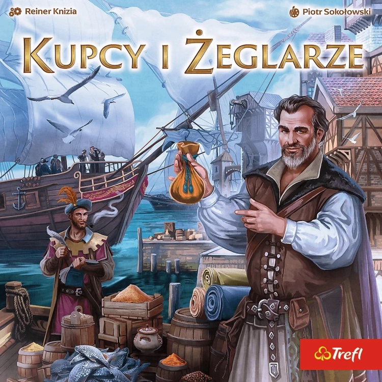 Przód opakowania gry Kupcy i Żeglarze.