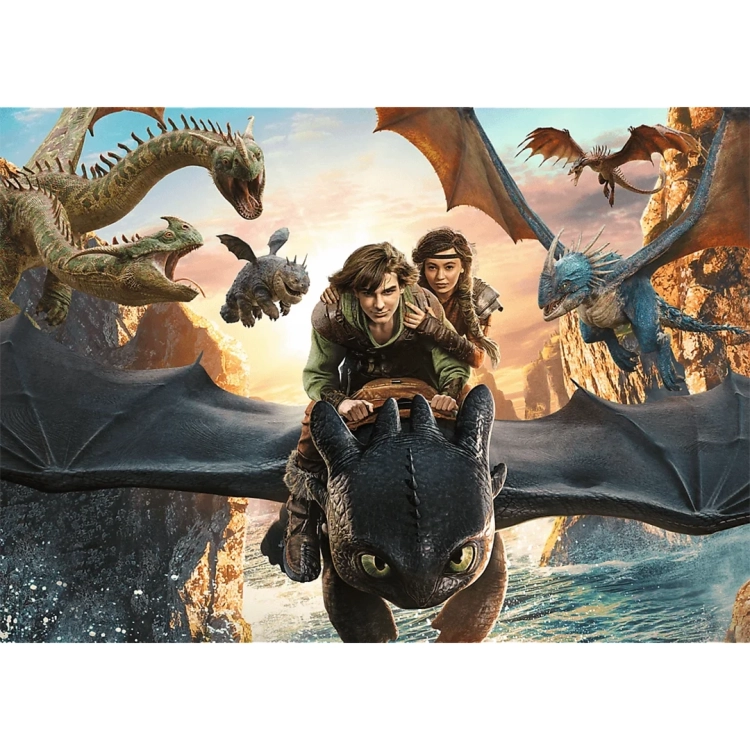 Ilustracja z filmu Jak wytresować smoka przedstawiająca Czkawkę na Szczerbatku.