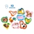 Zestaw dziesięciu kolorowych, dwuelementowych układanek przedstawiających m.in. psa, krowę, świnkę, kota i koguta.