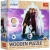 Pudełko drewnianych puzzli Trefl z bohaterami Krainy Lodu: Kristoffem, Anną, Elsą i Olafem na tle gór. Widoczny napis Wooden Puzzle, logo Disney Frozen oraz informacja o 50 elementach.