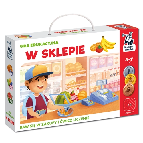 Pudełko gry edukacyjnej „W sklepie” Kapitan Nauka dla dzieci w wieku 3-7 lat.