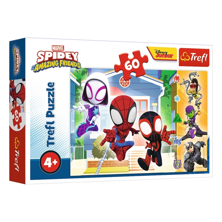 Pudełko puzzli Trefl 60 elementów Spidey i Super-Kumple dla dzieci 4+.