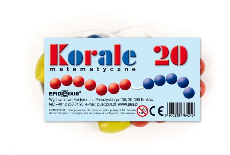 Opakowanie produktu Korale matematyczne 20 Wydawnictwa Epideixis z etykietą i logo