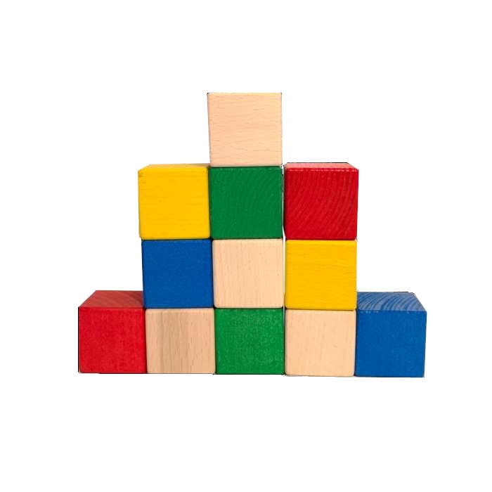 Zestaw dużych kolorowych drewnianych klocków dla dzieci ekologiczne sześciany