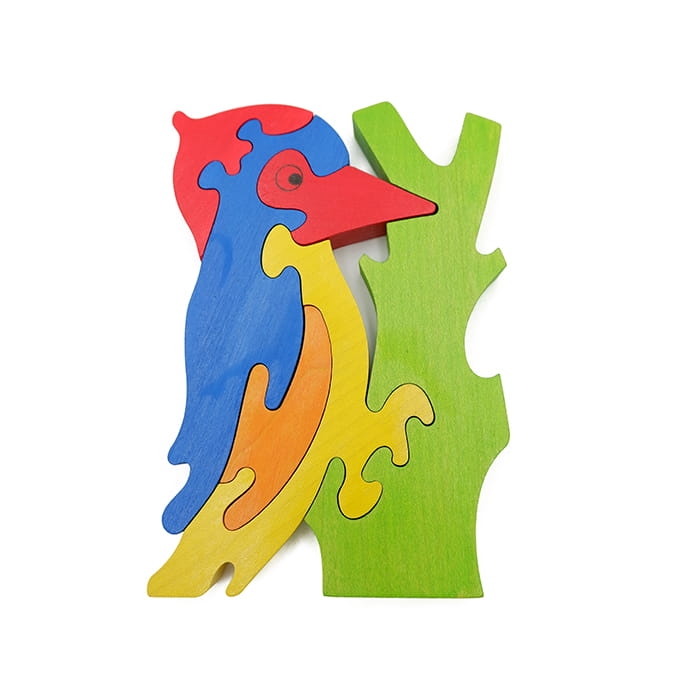 Układanka drewniana kolorowa Dzięcioł - puzzle drewniane dla dzieci
