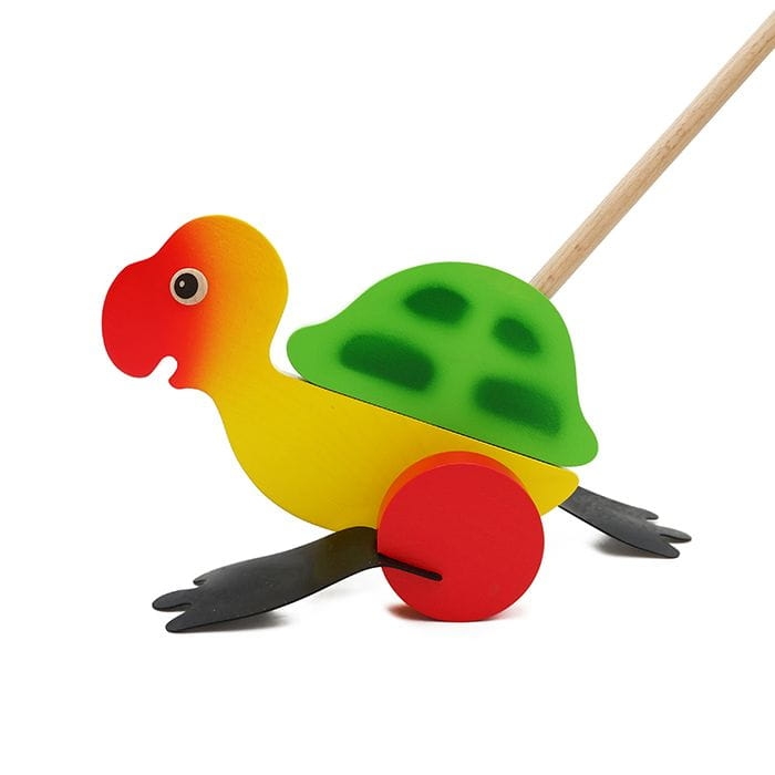 Pchacz drewniany Żółw - zabawka do pchania dla rocznego dziecka