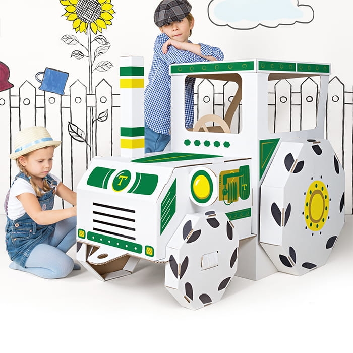 Traktorr - zabawka z kartonu do malowania (z naklejkami) - Tektorado 3+