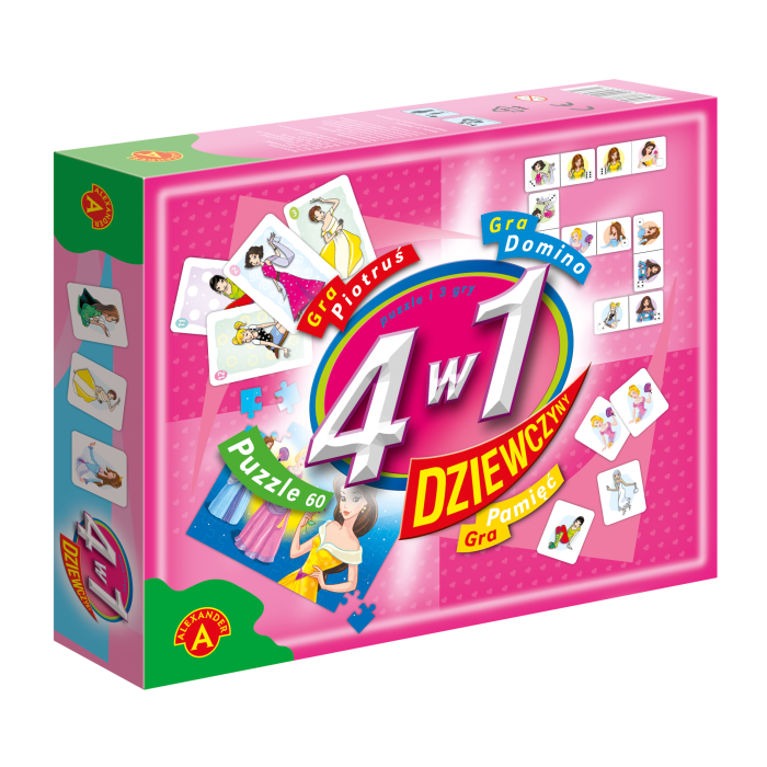 Puzzle i gry karciane w zestawie 4 w 1 Dziewczyny Alexander